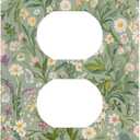 Decorative Outlet Covers with Vintage Wildflowers & Daisies on Light Green Background Design 1 Gang Duplex Light Switch Cover Plate Unique Wall Plates Switchplate Cover