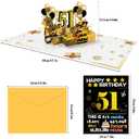 Joycard 51st Birthday Card for Women Men, 3D Pop Up Happy Birthday Gift for Mother Dad, Funny 51 Year Old Birthday Decorations for Wife Husband, Back in 1975 Laser Gold Retro Theme