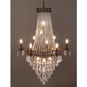 Wellmet French Empire Crystal Chandelier,13-Light Bronze Crystal Pendant Light,Farmhouse Vintage Chandelier Lighting for Living Room, Dining Room, Bedroom, Foyer