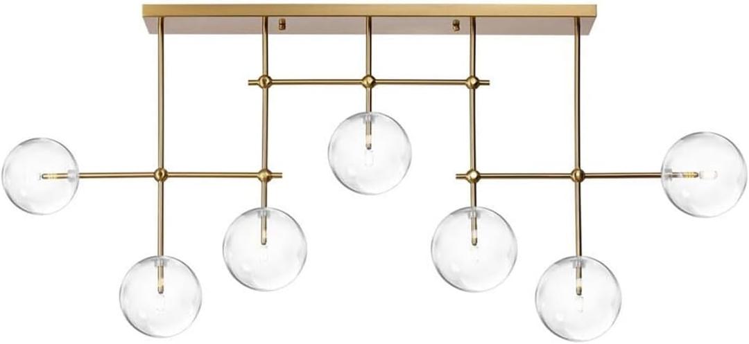 American postmodern Chandelier | Restaurant bar Chandelier | Long Chandelier | Magic Bean Molecular Glass lamp Restaurant Dining Room lamp(Gold)