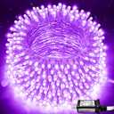 JMEXSUSS 91.5ft 250 LED Purple String Lights Indoor, Connectable 8 Modes Purple Christmas Lights Outdoor Waterproof, Plug-in Clear Wire Christmas String Light for Xmas Bedroom Party Tree Decorations