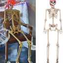 yosager 5.4 ft Pose-N-Stay Life Size Skeleton with Glowing Eyes, 2024 Upgrade Human Bones Full Body Realistic with Posable Joints, Pose Skeleton Prop for Halloween Decoration