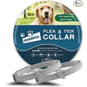 Dog Flea Collar, Flea Collars for Dogs, Natural Flea Tick Collar, 8 Months Protection, Adjustable Size, 2P