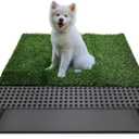 Dog Grass Pad with Tray, 35" X 23" Large Indoor/Outdoor Potty Training Pad, Durable Leak-Proof Tray and Reusable Puppy Grass Pads, Easy Clean Portable Pet Relief System for Small to Medium Dogs