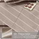 Bedsure Striped Duvet Cover Queen, 100% Washed Cotton Duvet Cover LinenLike, PureWoven with Reversible YarnDyed Design & DoubleStitch Craft, 3-Piece with Zipper, Stripes Light Brown, 90"x90"
