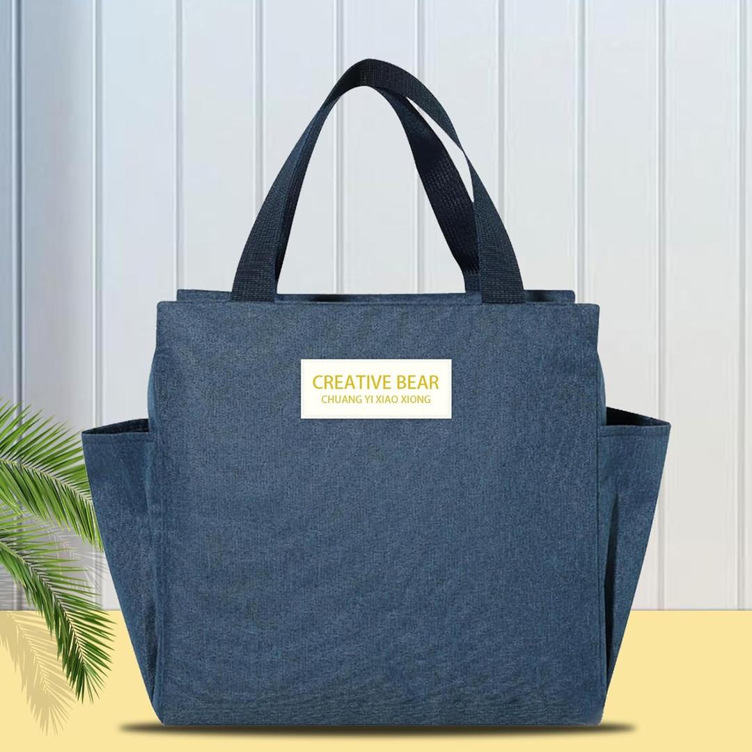 Lunch Bag Insulated Tote Cooler Bag Lunch Box for Women and Men Bento Bag Waterproof Large Capacity Lunch Tote for Work Picnic (Blue)