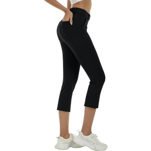 MoFiz Women's Golf Capri Pants Stretch Slim Business Casual Pants Straight Leg Yoga Dress Pants with Pockets Office Slacks, US Small