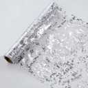 Snowkingdom Silver Table Runner, Sequin Glitter Foil Metallic Mesh Runner Roll 11 Inch x 49 Feet, Silver Table Decorations Centrepiece for Wedding Birthday Party Christmas Baby Shower