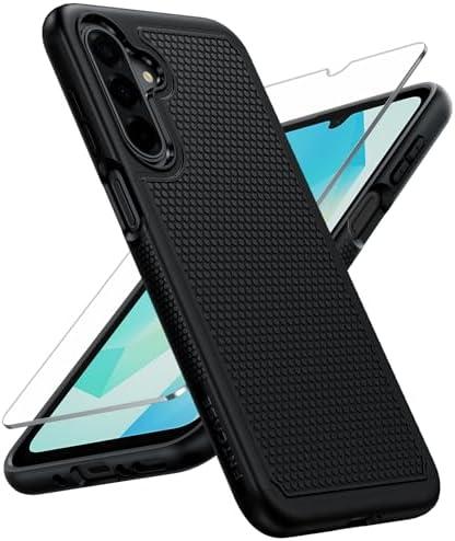 FNTCASE for Galaxy A17/A16 5G Phone Case - Samsung A17 Military Grade Drop Protection, 14ft Drop Tested, Screen Protector Included, Anti-Slip Matte Textured, TPU+PC Dual Layer Shockproof Cover (Black)