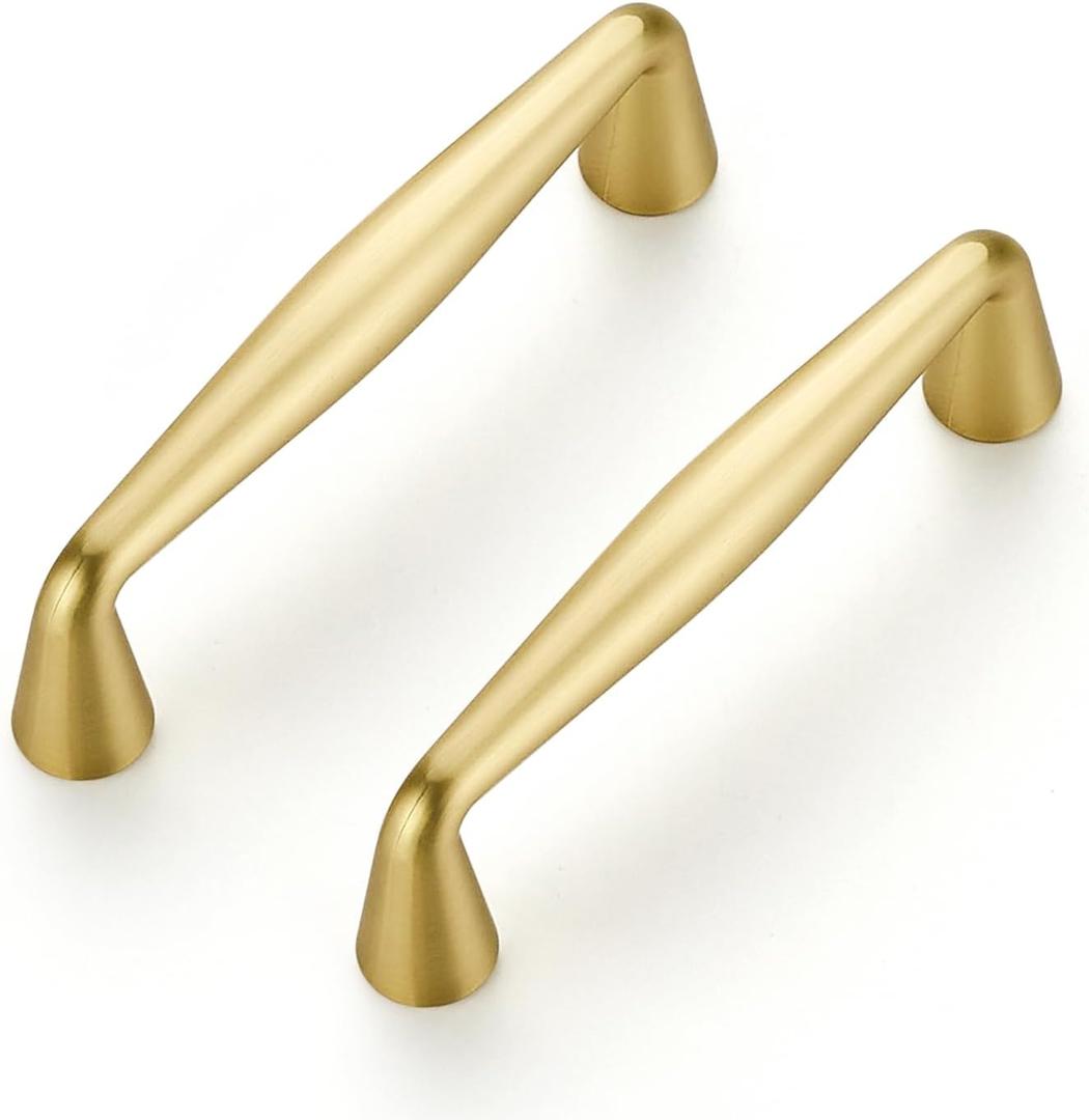 Ravinte 10 Pack 3 Inch Brushed Brass Kitchen Cabinet Handles Solid Zinc Alloy Cabinet Pulls Cupboard Hardware Drawer Handles