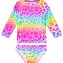 Snowheart Girls Swimsuit Size 9-10Y Colorful Leopard