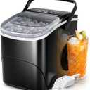 Ice Makers Countertop, 26Lbs/24H, 9 Cubes in 6 Mins, Portable Ice Maker Machine with Self-Cleaning, 2 Sizes of Bullet Ice, Perfect for Home Kitchen(Black)
