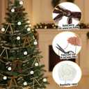 78 Pcs Neutral Christmas Tree Decoration Set with 25pcs Brown Velvet Bows 25pcs White Foam Rose 26pcs Gold Berries Picks Pearl Garland Vintage Christmas Ornaments for Holiday Xmas Decor