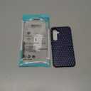 Case for Samsung Galaxy S24, Hybrid Heavy Duty 2 in 1 Full Body Rugged Shockproof Protection Glossy Case for Samsung Galaxy S24 Polka Dot Aesthetics Navy Blue