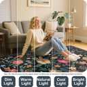 6x9 Area Rug, Floral Rugs for Living Room, Stain-Resistant Washable Bedroom Rug, Non-Slip Area Rugs for Dining Room Under Table, Indoor Carpet for Home Office (6 x 9 Black)