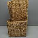 Layhit 4 Pcs Wicker Storage Basket Water Hyacinth Handwoven Baskets with Handles Foldable Woven Organizer Multipurpose Wicker Storage Bins for Bedroom Living Room(16 x 11 x 11'',Natural)