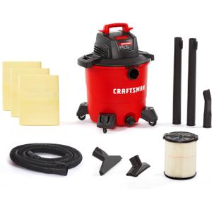 CRAFTSMAN CMXEVBE18590 9 Gallon 4.25 Peak HP Wet Dry Vac, Portable Shop Vacuum Wet and Dry with Filter, 3 Dust Bags, Hose and Attachments for Home, Garage and Automotive Cleaning