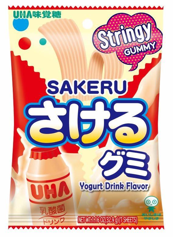 UHA Mikakuto Sakeru Stringy Gummy Yogurt 1.16 OZ (Pack of 10) BBD 2026.09.08