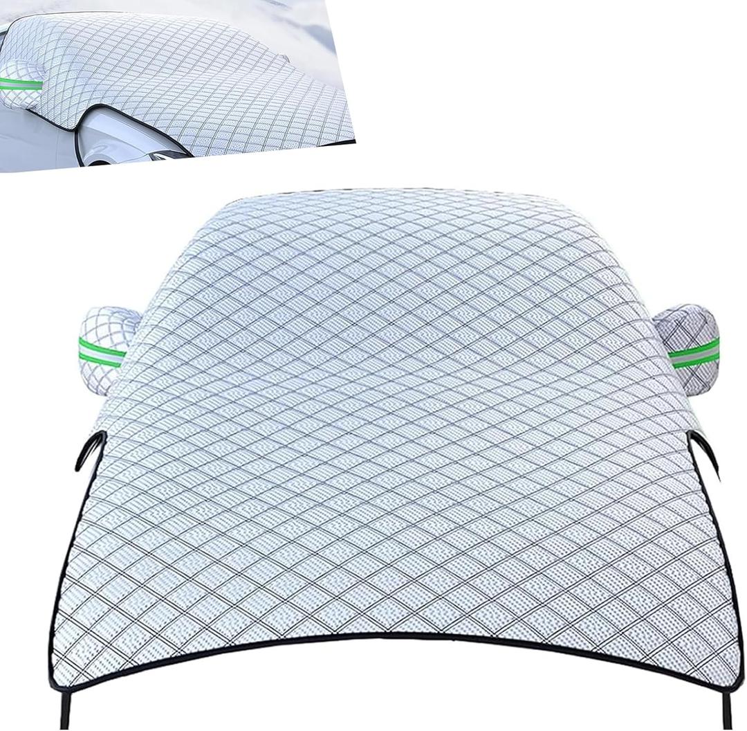 Car Snow Cover, Foldable Thickened Windproof, Rainproof and Snowproof Windshield Cover, Suitable for All Seasons Half Car Covers, Universal for Cars Suvs (Silver #2) (1 PC)