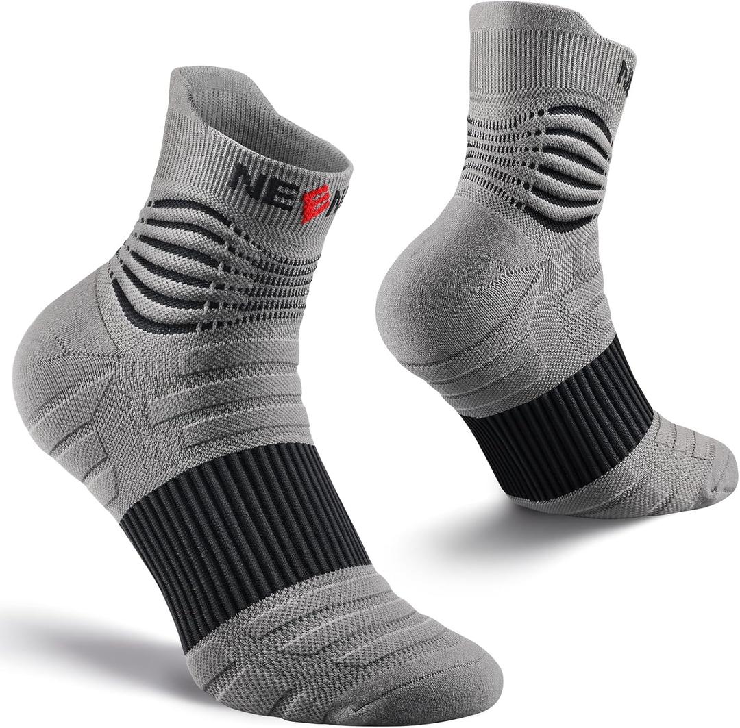 NEENCA Medical Compression Socks for Women & Men Circulation, Ankle Compression Stockings for Pain Relief, Plantar Fasciitis, Swelling, Neuropathy, Runner, Nurses, Travel, Pregnancy, Flying,20-30 mmHg (Large, Gray Black)