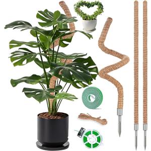 3 Pack Moss Pole, 48 Inch Monstera Plant Support, Moss Poles for Climbing Indoor Plants, Bendable Coco Coir Plant Support Stakes for Potted Plants, Pothos, Philodendron