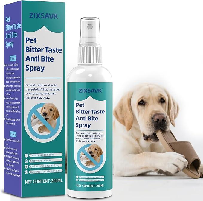 Zixsavk Bitter Apple Spray for Dogs  No Chew Spray for Dogs | Safe, NonToxic Chewing Deterrent | Stop Licking, Biting & Destructive Behavior | Training Aid (200ml)