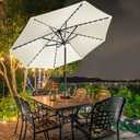 EliteShade USA 10-Year-Non-Fading 9ft Market Patio Umbrella, Commercial Grade Table Sun Umbrella with 80 Solar LED Lights, Crank Open, Windproof & UPF 50+ UV Protection for Garden, Deck, Pool, Backyard, Natural