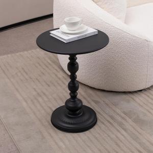 Vintage Metal Side Table, Matte Black Round Side Table Nightstand Small Drink Table Suitable for Bedside or Sofa Decorative Side Table, Decorating Small Space Living Room, Bedroom