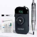 L'UGX Nail Drill 35000RPM Professional Brushless Electric Machine, Rechargeable Cordless Efile for Acrylic Gel Nails, 8Pcs Bits, Low Noise Vibration Black