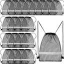 Saintrygo 20 Pcs Reflective Mesh Drawstring Bag 16.54 x 13.78 Inch Quick Drying Swimming Sport Beach Bag for Woman Man(Black)