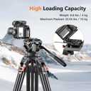 FF16LS Heavy Duty Tripod, 74" Fluid Head Video Tripod Max Load 22 lbs