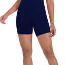 Biker Shorts Women High Waisted Tummy Control Yoga Workout Shorts with Pockets for Fitness Athletic Running Gym (Blue, XL)