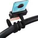 Stroller Phone Holder Portable Cell Phone Holder Stroller Phone Mount with Non-Slip Flexible Arm Flexible Phone Holder Stroller Accessories for Treadmill Spin Bike Shopping Cart Car Kitchen (Black)