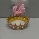 Landical 8 Pcs Queen Crown Cake Topper Corona Para Pastel Princess Cake Decorations Princess Crown Happy Birthday Topper Bow Tie for Birthday Party Wedding Supplies(Gold and Pink)