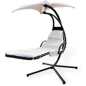Outdoor Hanging Lounge Chair Replacement Cushion Cover and Umbrella Fabric, Suitable for Curved Chaise Lounge Swinging Hammock Chair Pads, Waterproof Soft Fabric (Cushion Not Included) , Khaki, 90 Inches X 29 Inches