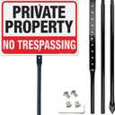 Faittoo Large No Trespassing Sign Private Property with 54" Metal Thick Stake, 14"x10" Rust Free Heavy Aluminum, Reflective, Fade Resistant, Easy to Mount, Outdoor Use