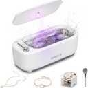 WRKLLY Ultrasonic Jewelry Cleaner, 50KHz 14oz Professional Ultrasonic Cleaner Machine with 4 Timer Modes,304 Stainless Steel Tank for Jewelry, Eyeglasses, Rings, Coins, Watch Strap,Dentures (White)