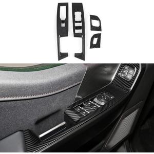 Youtaiche Car Front Window Lift Switch Panel Sticker ABS Carbon Fiber Cover Interior Trim Decal for Ford F150 2021 2022 2023 2024 Accessories