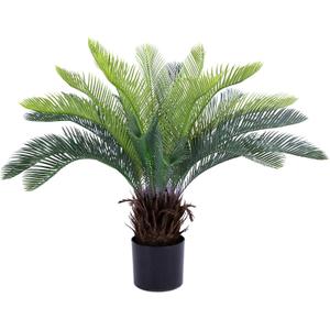 5 x Bellacat 2ft Artificial Cycad Tree UV Resistant with Lifelike Bark & Realistic Leaves, 24in Super Full Faux Sago Palm Tree, for Porch Patio Front Door Home Office Decor