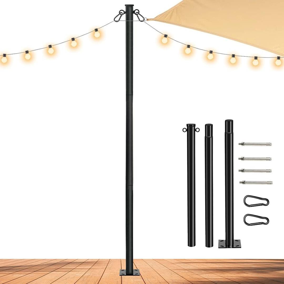ABORON Outdoor String Light Poles 10FT (10x48mm, Black)