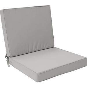 Outdoor Deep Seat Cushion Set 24" x 24", Water Repellent & Fade Resistant Cushion for Patio Furniture, Back & Seat Cushion with Removable Covers for Sofa, Couch, Light Grey
