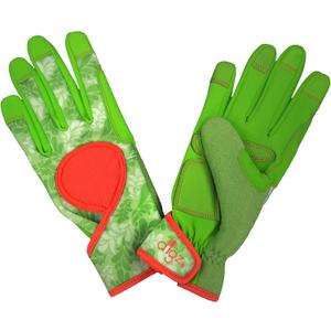Digz Gardening Gloves, Garden Gloves for Women (Medium, Green Leaves Pattern)