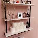 ROGMARS Industrial Pipe Shelving Floating Shelves with Towel Rack,3 Tier 30 inch Retro White Rustic Bathroom Shelves Farmhouse Pipe Wall Shelves for Kitchen Storage,Living Room