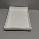 US Acrylic White Plastic Serving Trays (Set of 4) 15 x 10 | Large Unbreakable Reusable Rectangular Party Platters | Serve Appetizers, Fruit, Veggies, & Desserts | BPA-Free & Made in USA