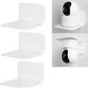 OAPRIRE White Floating Wall Shelves Set of 3 for Security Cameras, Baby Monitors, Speakers & More - Universal Acrylic Small Wall Shelf with Cable Clips, 10-Piece Strong Tapes, No Drill