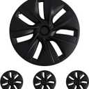 KAVANIC 4Pcs Wheel Covers fits for Tesla Model Y 19Inch 2020-2024 Matte Black Rim Protector Support Logo Range Improvement OEM Style for Model Y Hubcaps for 19" Gemini Wheels (RWD/AWD)