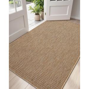 DEXI Dirt Trapper Door Mat, 48x72 Washable Doormat, Dirt Resistant and Absorbent, Easy Clean Low-Profile Floor Rugs for Entryway, Front Door, and Inside Entrance, Beige