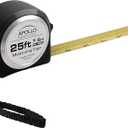 WORKPRO 25-FT Tape Measure with Fractions, 3 Brakes Retractable Measuring Tape, Compact Measurement Tape with Magnetic Hook, Nylon Coating Blade Accuracy 1/32”, Black