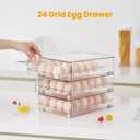 vacane 24 Capacity Egg Holder for Refrigerator, Egg Drawer for Fridge Pull Out Egg Storage Container with Non-Slip Pads Clear Egg Tray Egg Organizer - 2 Pack
