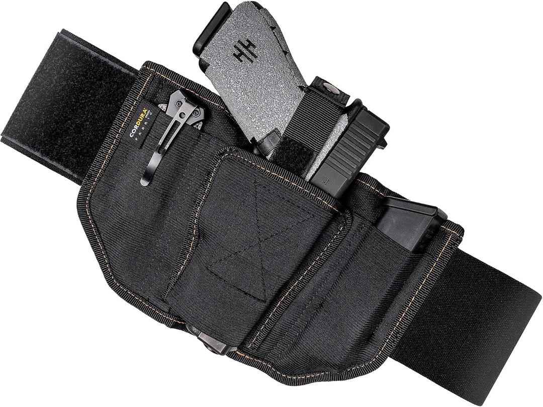 VNSH Belly Band Holster for Concealed Carry with 2 Built-in Mag Pouches
Comfortable, Secure & Discreet Ambidextrous Holster